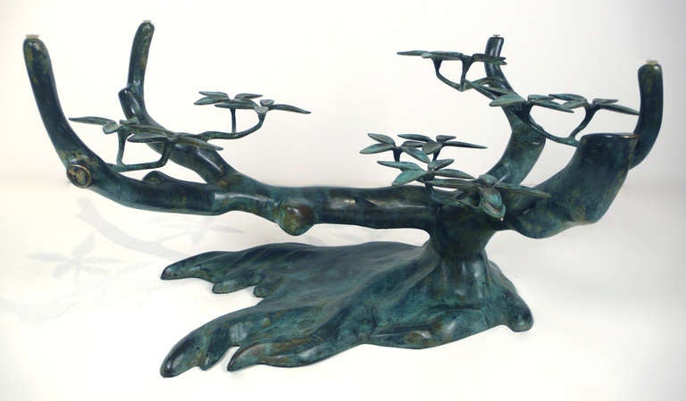 Bronze Bonsai Tree Sculpture Cocktail Table In Excellent Condition In Dallas, TX