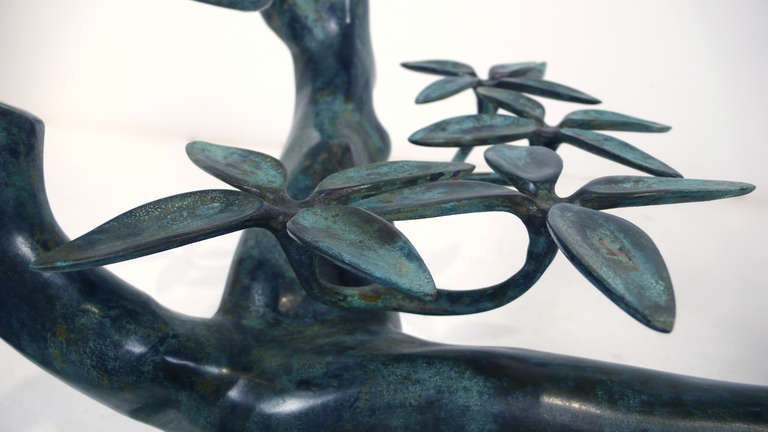 Mid-20th Century Bronze Bonsai Tree Sculpture Cocktail Table