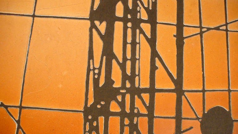 Oil Derrick Paintings 1960s brown orange 2