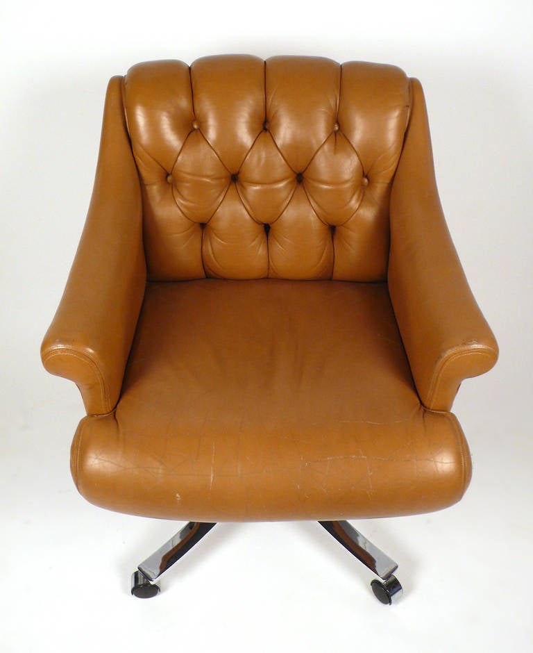 Mid-Century Modern Zographos Deep Tufted Modernist Desk Chair