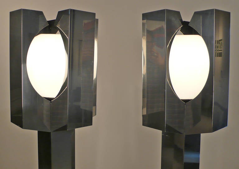 20th Century Magnificent Custom Mirror Polished Standing Lamps