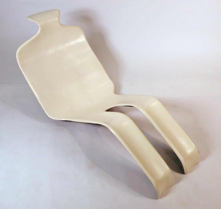 Vintage Fiberglass Bouloum Chaise Lounge Chair designed by Olivier Morgue. Some light wear to surface and a few small chips to edges.