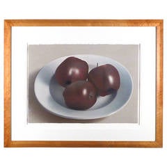 Three Red Apples on a Porcelain Bowl by Robert Peterson