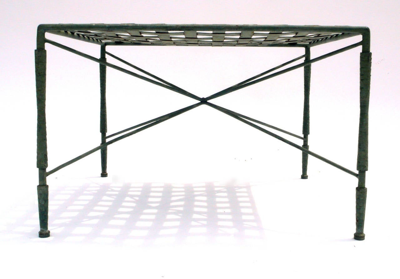 Table by Maurizio Tempestini for Salterini. Hand Hammered iron construction with original verdi patina