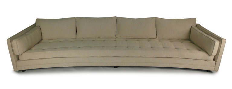This Harvey Probber Sofa is over eleven feet long. It was a custom order for an exquisite mid century residence and was very well cared for over the years. We have recently recovered the sofa in a period appropriate woven neutral fabric. In the