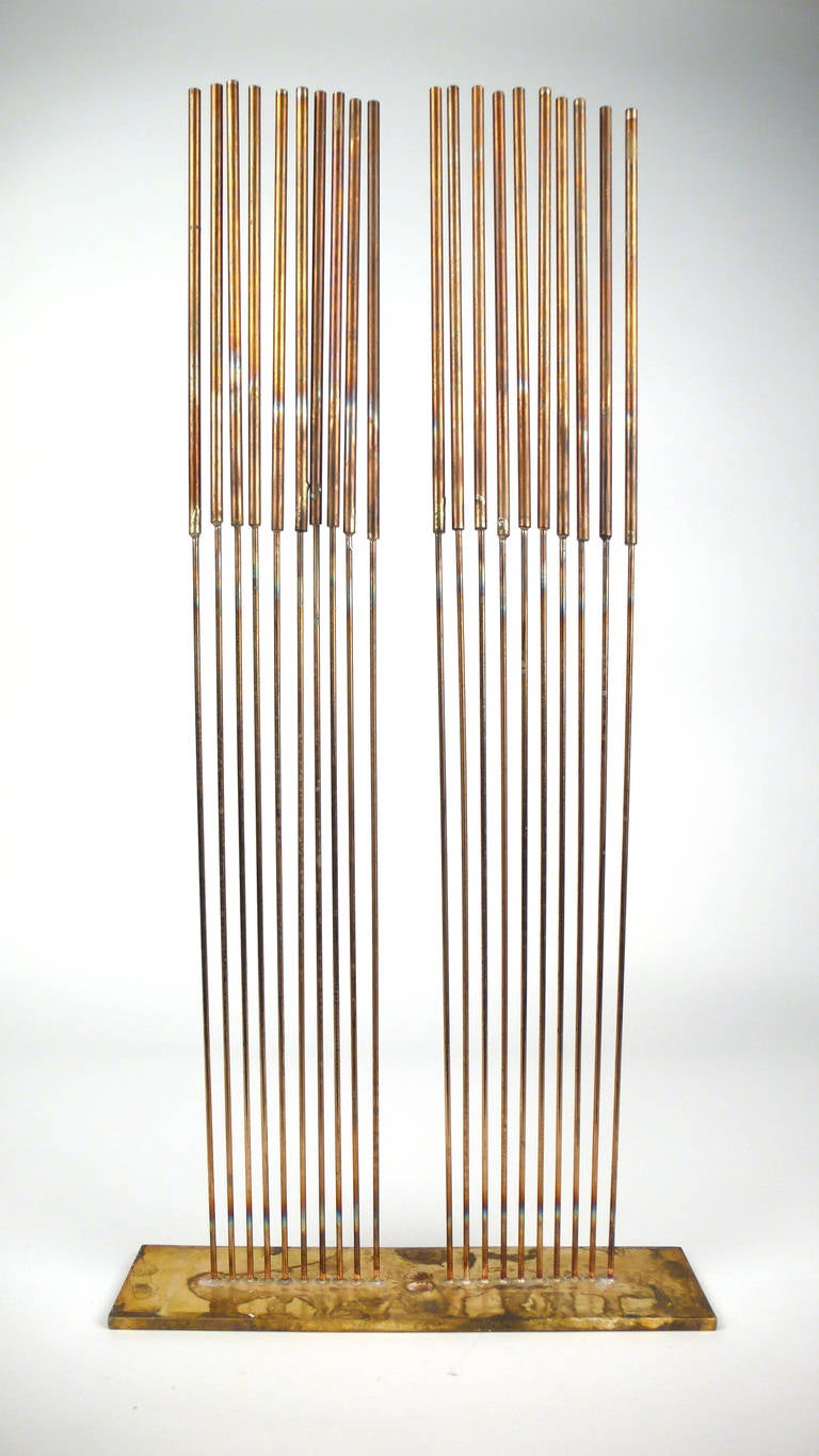 Val Bertoia. 20 silicon - bronze cat tail tops silvered to silicon - bronze rods silvered to brass. Have CoA.

This sculpture produces sound. Please contact us for a youtube link.