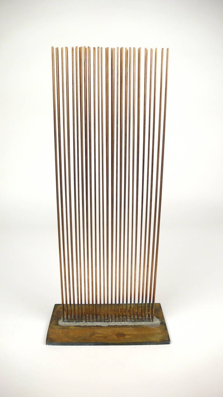 50 silicone bronze rods silvered to brass. Have CoA.

This sculpture produces sound. Please contact us for a youtube link.