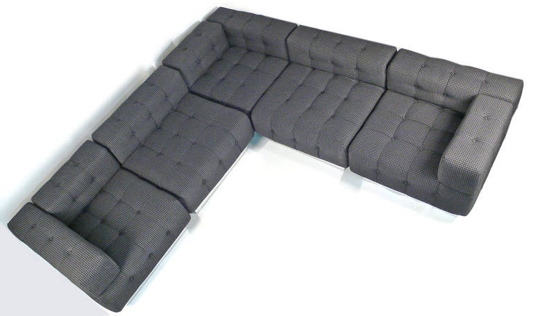 Mid-20th Century Gray Window Pane Harvey Probber Cube Sectional Sofa