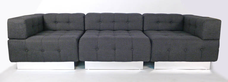 Steel Gray Window Pane Harvey Probber Cube Sectional Sofa