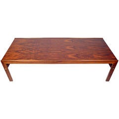 Brazilian Rosewood Coffee Table with Brass Inlay