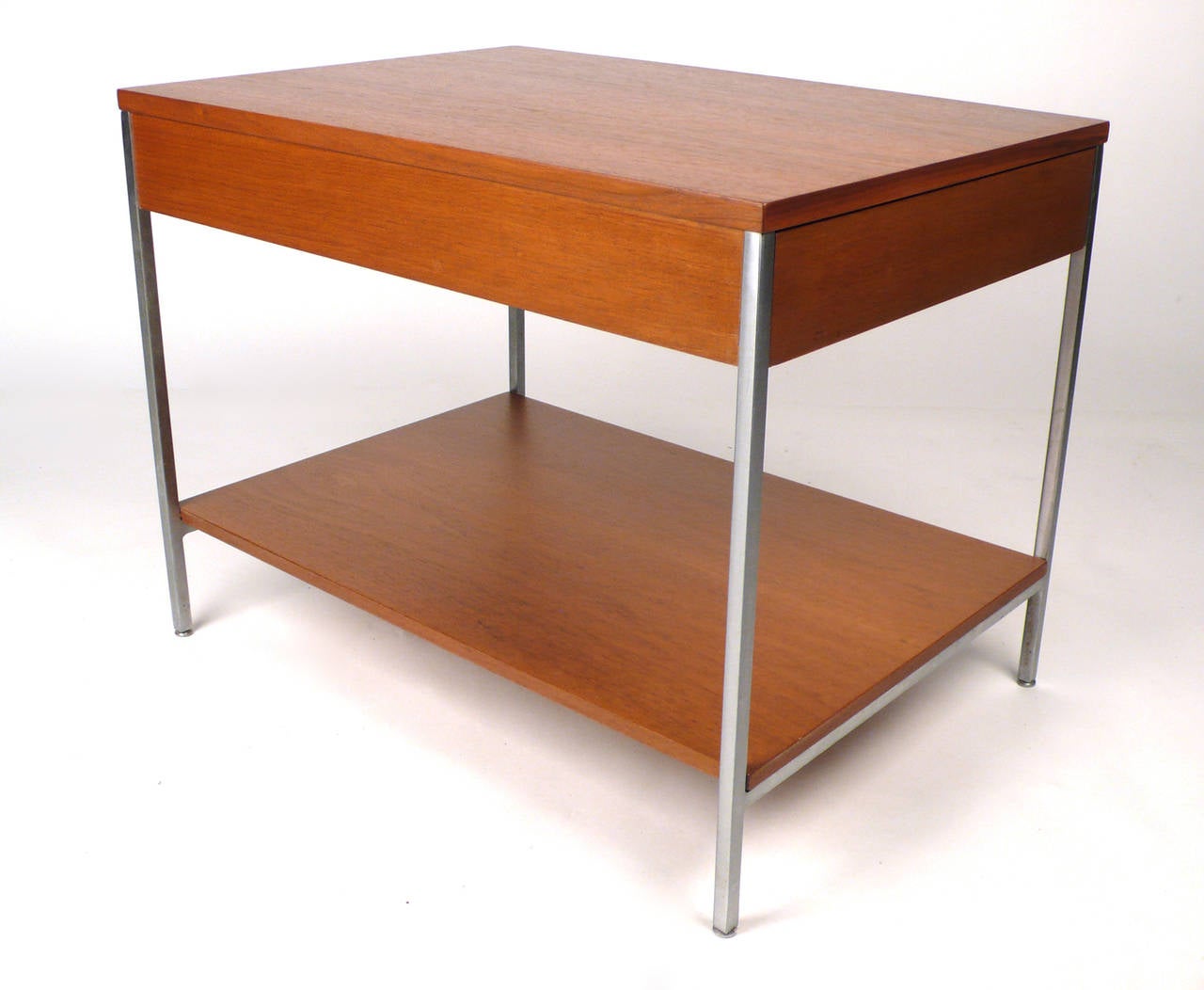 Architectural Steel and Mahogany Side Tables by George Nelson In Excellent Condition In Dallas, TX