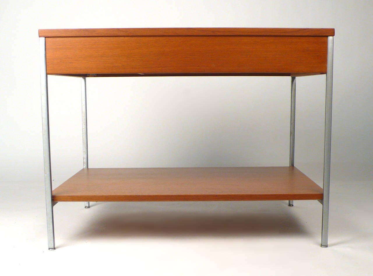 Mid-20th Century Architectural Steel and Mahogany Side Tables by George Nelson