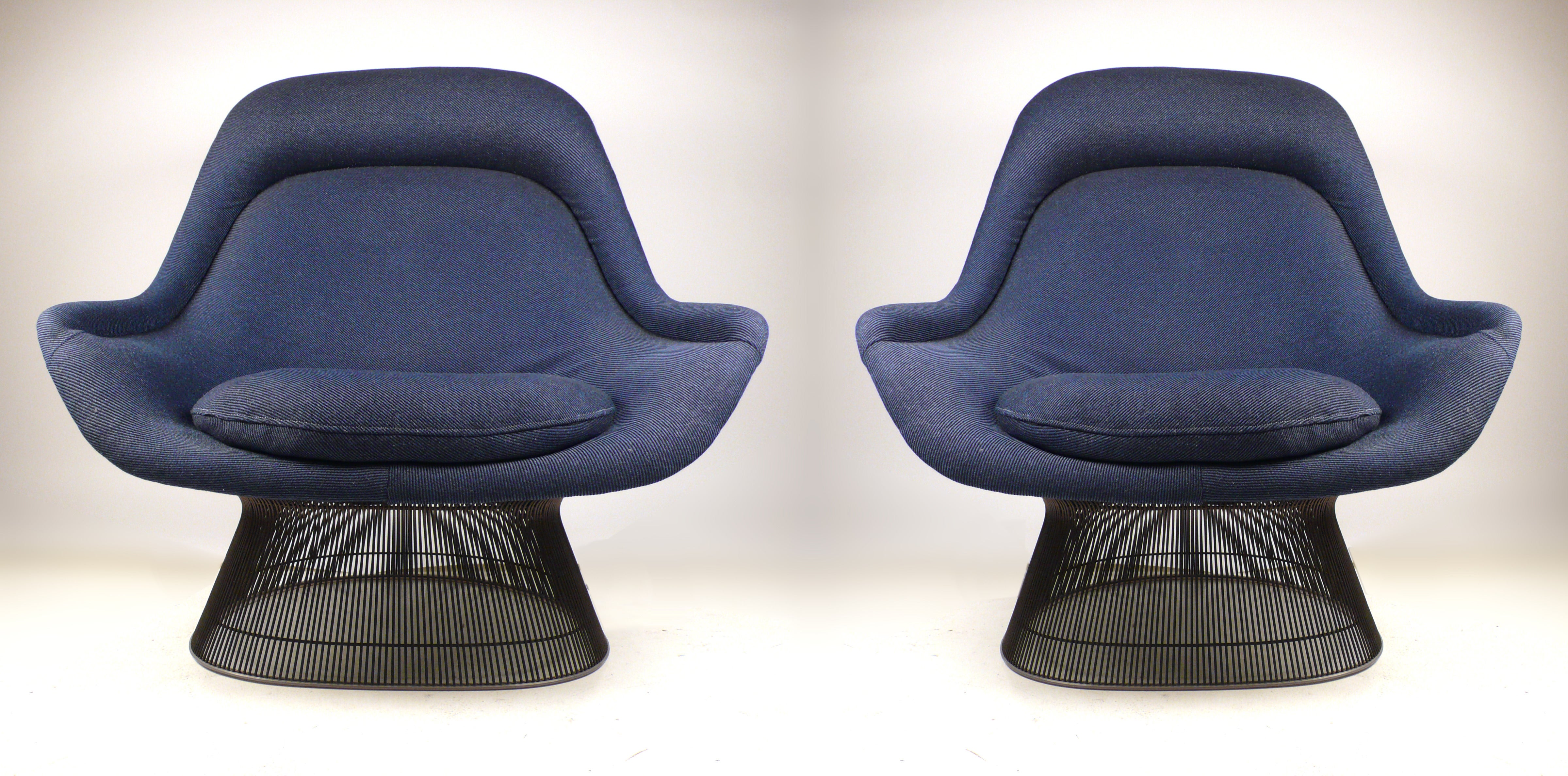 Pair of High Back Lounge Chairs in Bronze by Warren Platner