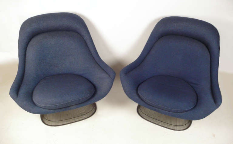 American Pair of High Back Lounge Chairs in Bronze by Warren Platner