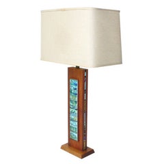 Vintage Tile and Teak Table Lamp Designed by Harris Strong