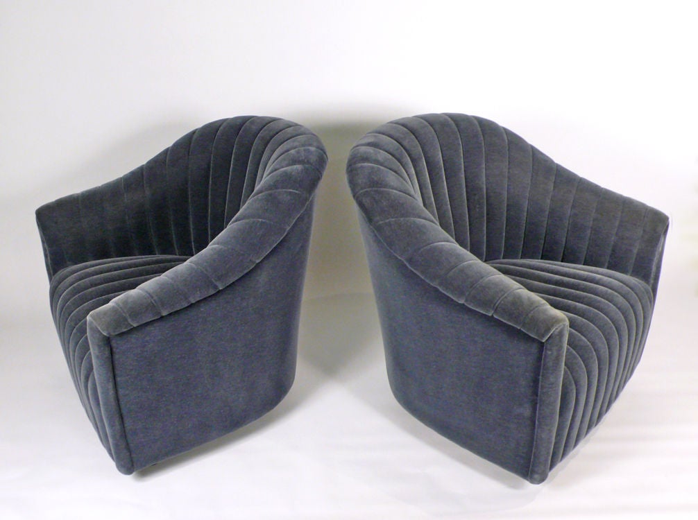 Ward Bennett Rib Tufted Club Chairs
