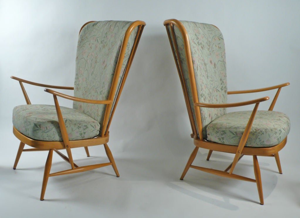 High Back Lounge Chairs by Lucien Ercolani