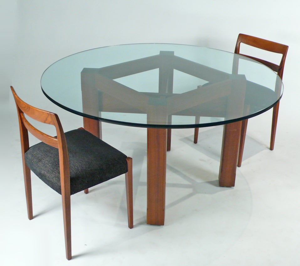 wood base glass top dining table