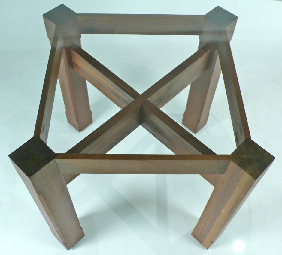 glass table wood base