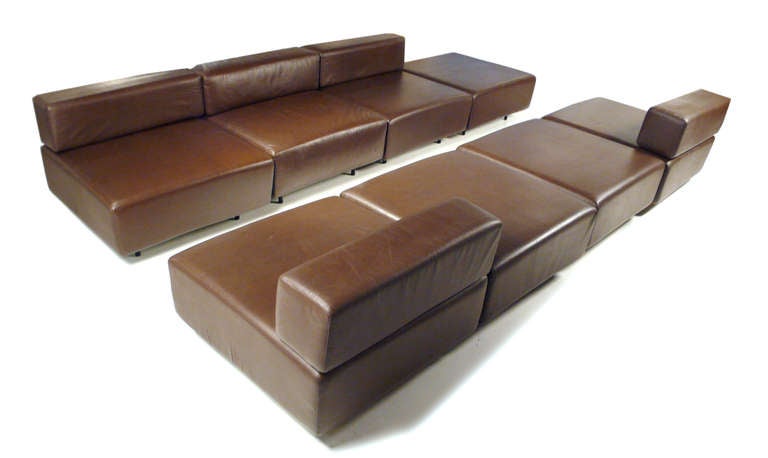 Harvey Probber Chocolate Brown Leather 'Cubo' Sectional Sofa 2
