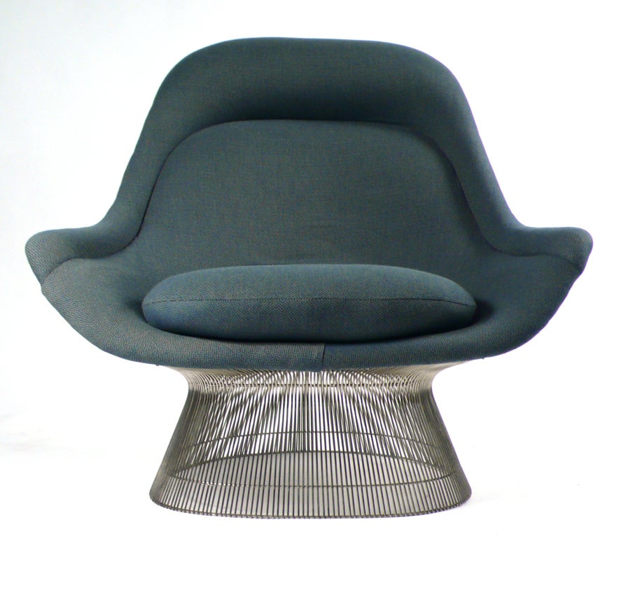 Nickel Plated Warren Platner high back lounge chair manufactured by Knoll.