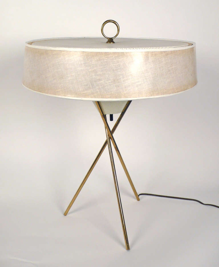 Tripod Table Lamp with original shade by Gerald Thurston