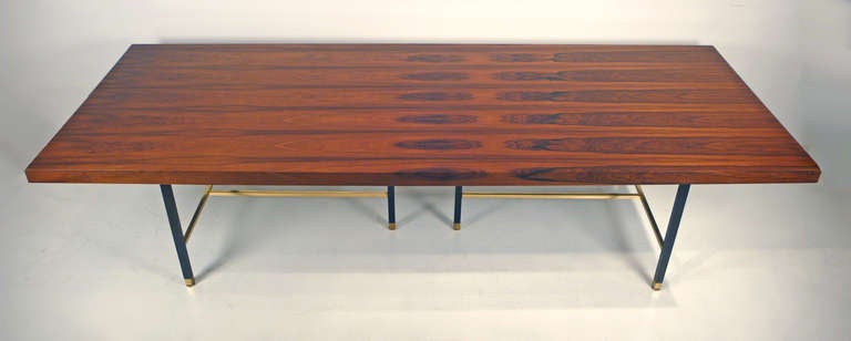 Mid-Century Modern Dining Table by Harvey Probber 1960s modern wood & brass