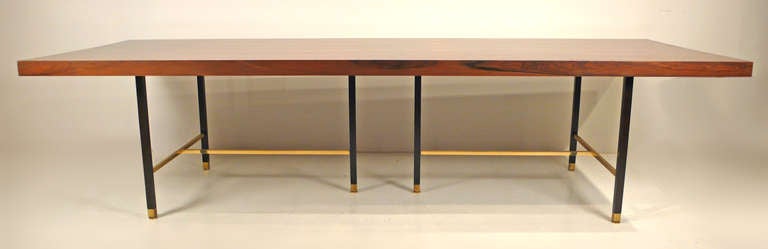 American Dining Table by Harvey Probber 1960s modern wood & brass