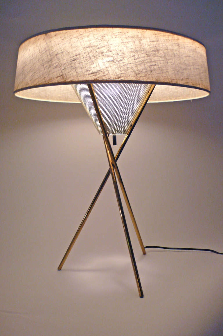 Brass Tripod Table Lamp by Gerald Thurston