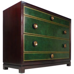 Tommi Parzinger Hand-Tooled Leather Cabinet