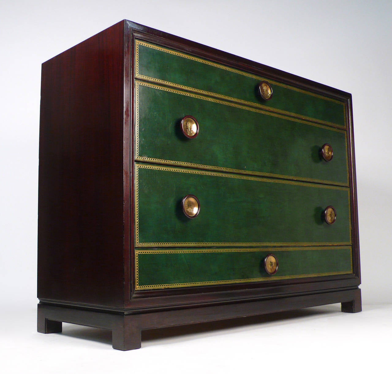 Tommi Parzinger Hand-Tooled Leather Cabinet