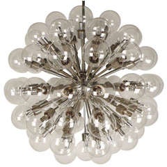 75 light Chandelier by Lightolier Glass & Chrome, 1970s modern 8