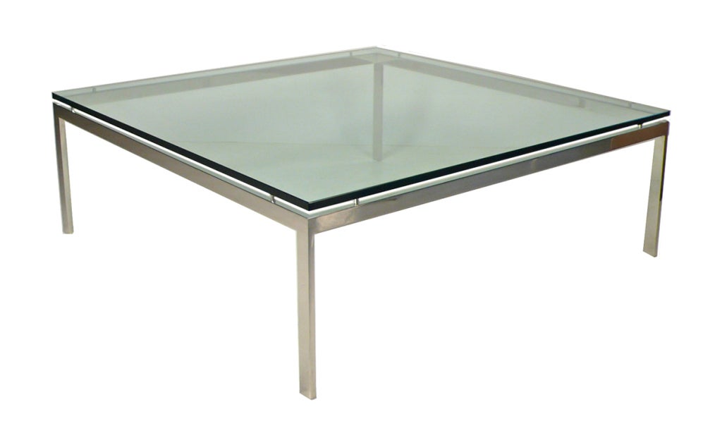 Mid-Century Modern Table basse par Jacob Epstein avec plateau en verre flottant en vente