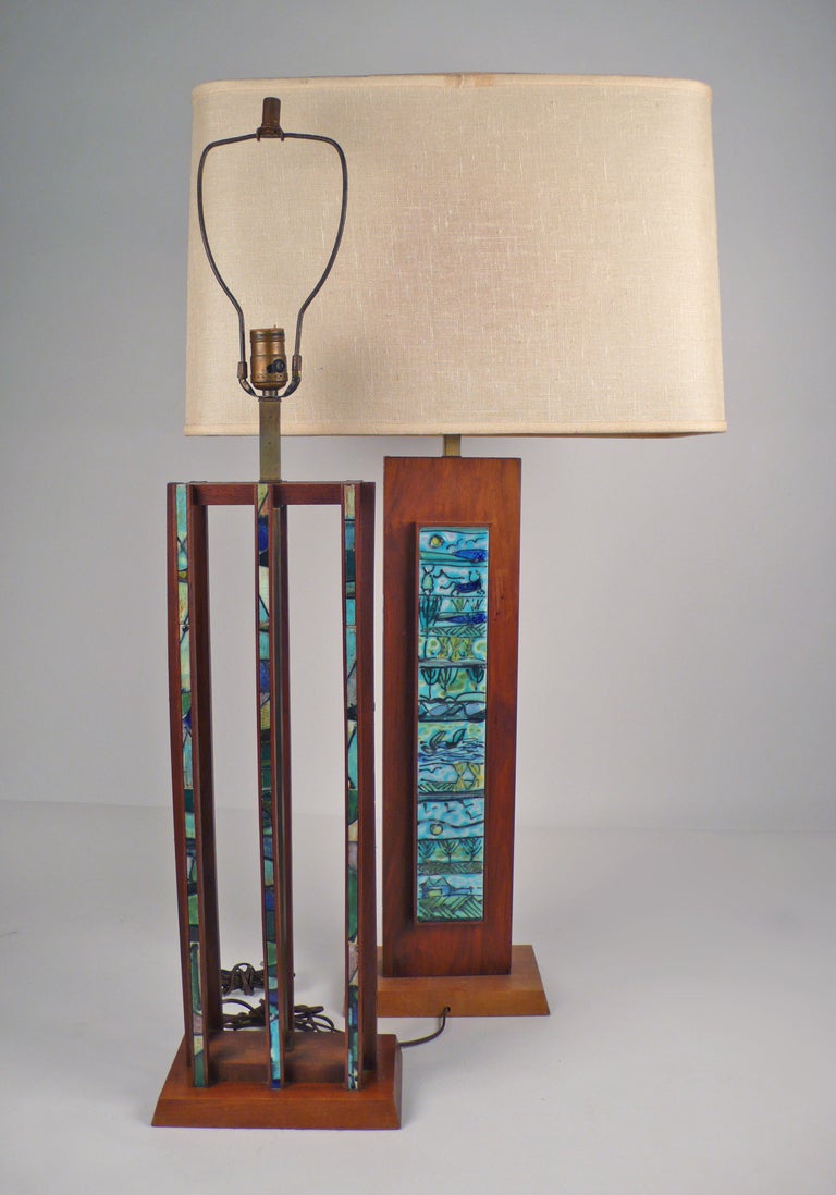 Teak and Tile Inlay Table Lamp by Harris Strong 3