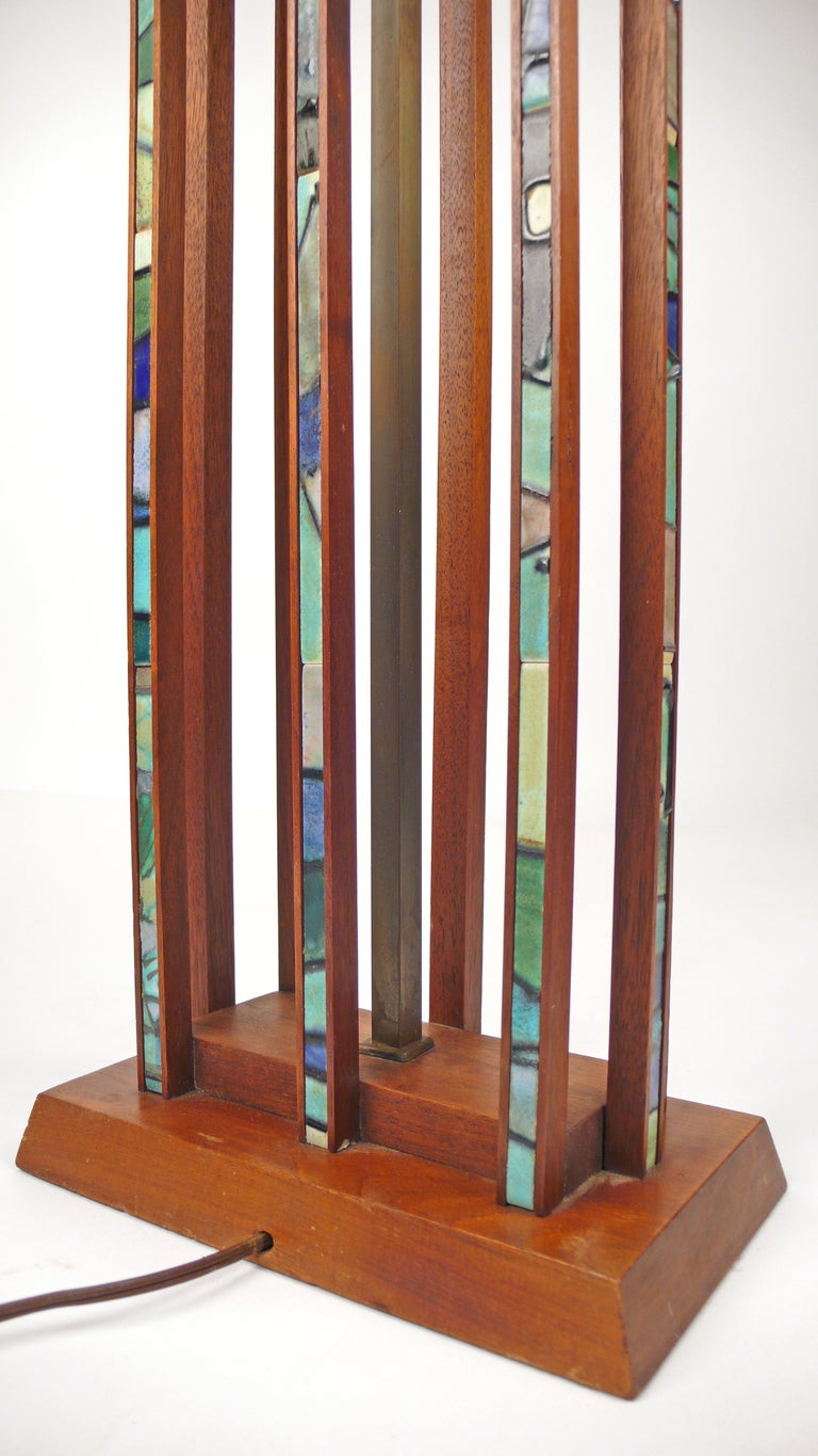 Teak and Tile Inlay Table Lamp by Harris Strong 1