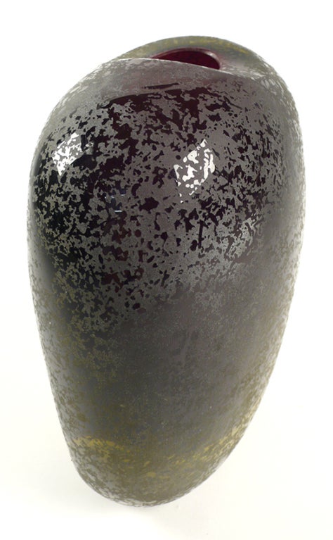 Italian Archimede Seguso Vase, Murano Scavo Corroso