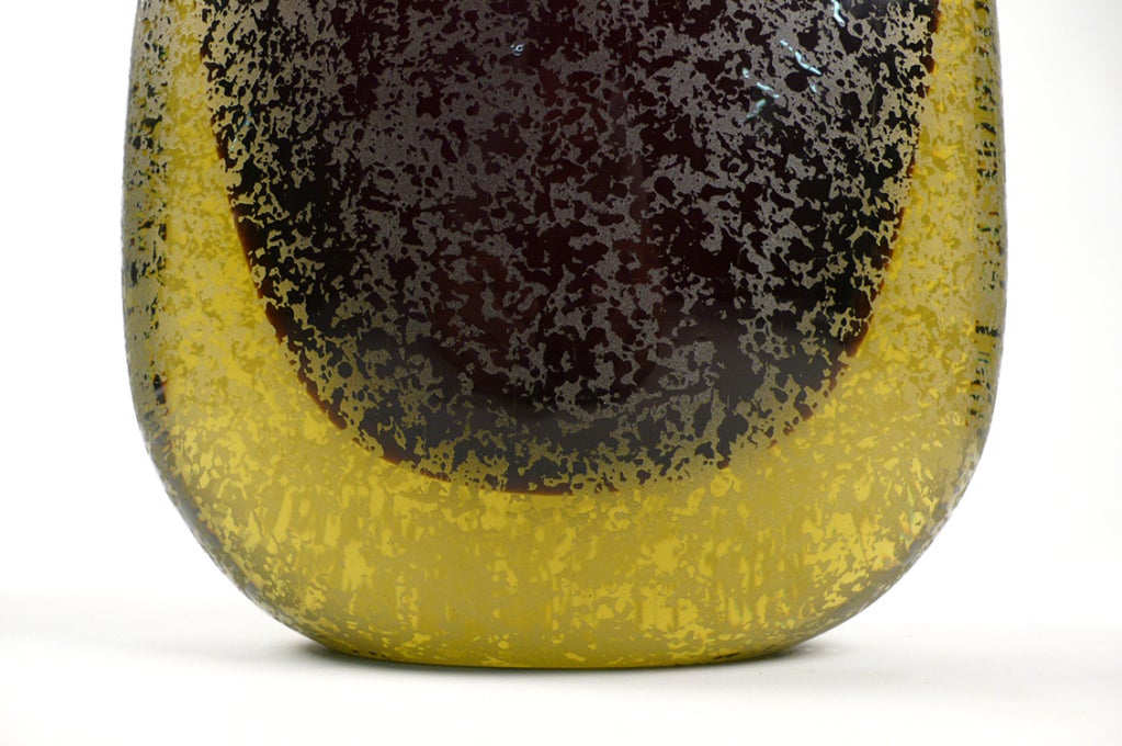 Glass Archimede Seguso Vase, Murano Scavo Corroso