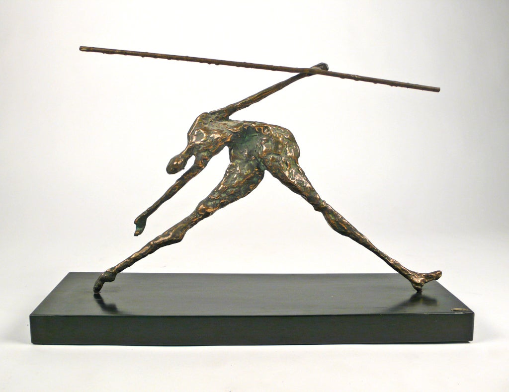 Beautiful sculpture by Curtis Jere´ constructed of bronze mounted on wood base, signed.