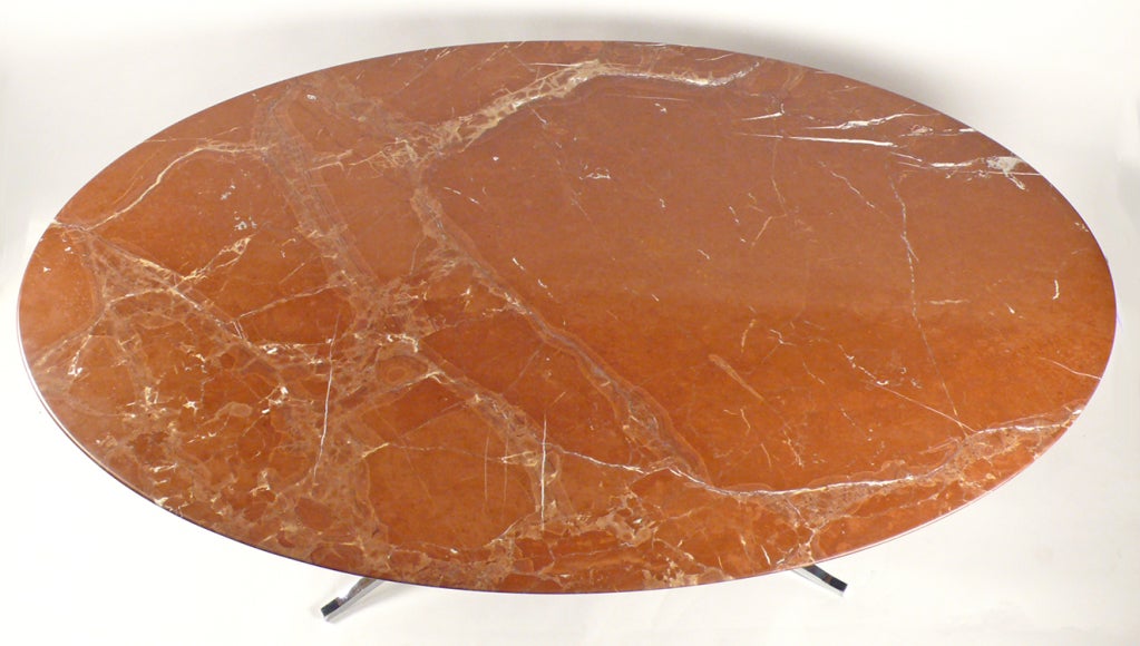 Florence Knoll designed Table Desk with exceptional Rojo Alicante Spanish Marble top.