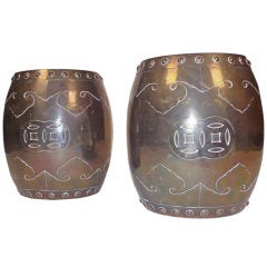 Chinese Brass Drum Tabourets
