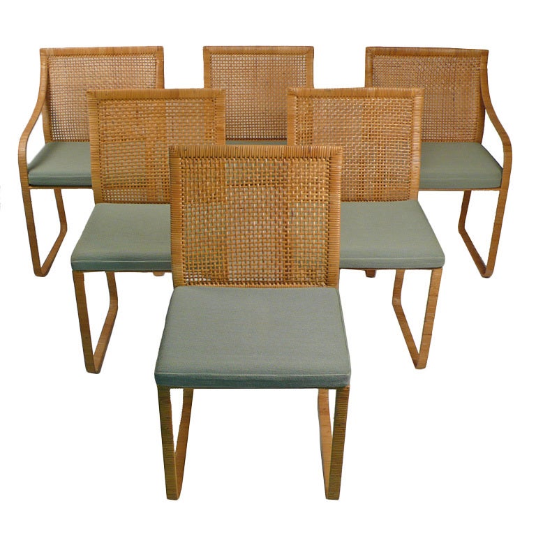 Six Cane Chairs by Harvey Probber
