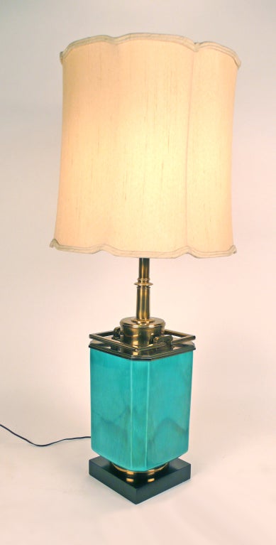 20th Century Jade Blue Ceramic Stiffel Lamps 1950s