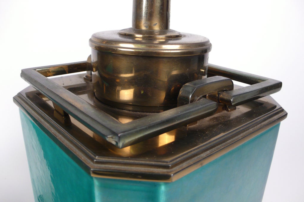 Jade Blue Ceramic Stiffel Lamps 1950s 4