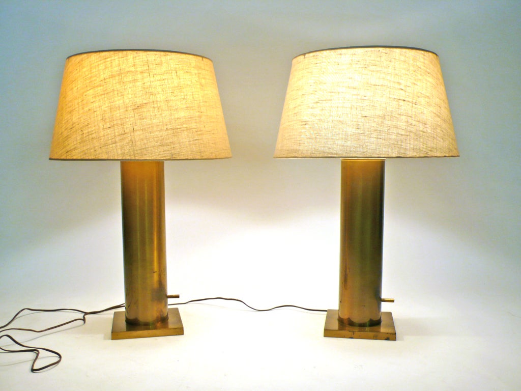 American Matching Pair of Brass Table Lamps by Stiffel