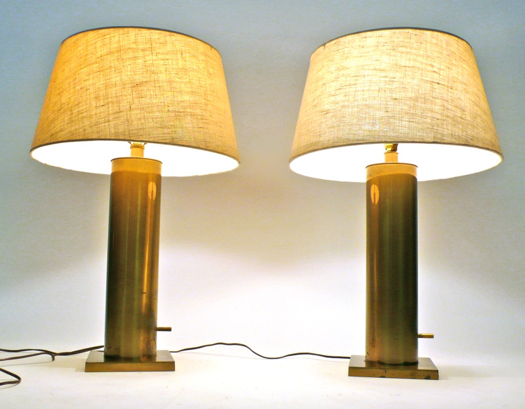 Mid-20th Century Matching Pair of Brass Table Lamps by Stiffel