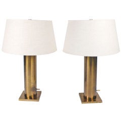 Matching Pair of Brass Table Lamps by Stiffel