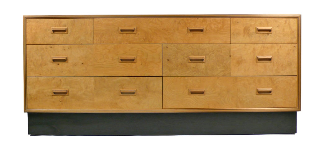 Dresser by Henredon from the Scene Two series. Credenza is constructed from olive burl, oak and macassar ebony