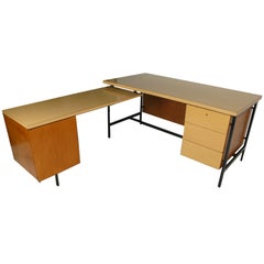 Retro Beautiful Early Florence Knoll Desk and Return for Knoll International