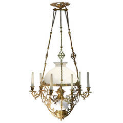 Antique Large Late 19th Century French Brass Chandelier