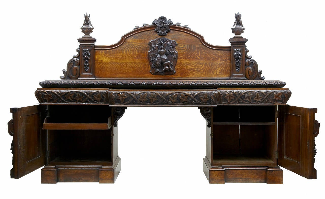 Large Stunning Profusely Carved Oak Buffet Sideboard